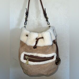 Michael kors benbrook shearling and suede bucket bag